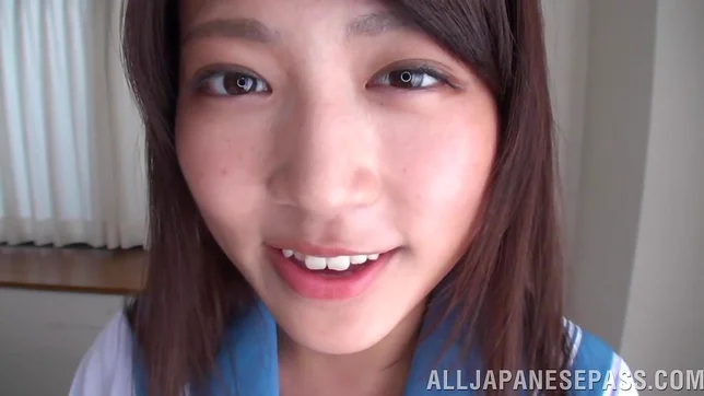 Frisky Japanese schoolgirl Mayu Shiina gets her pink pussy satisfied 2