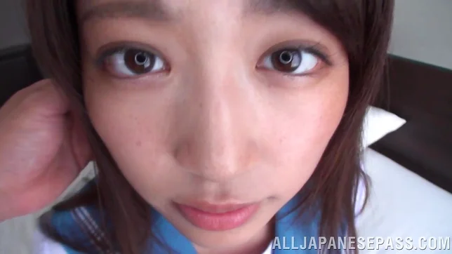 Frisky Japanese schoolgirl Mayu Shiina gets her pink pussy satisfied 2