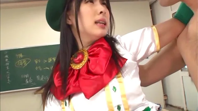 Spicy Japanese stunner in sexy costume jumps on cock 3