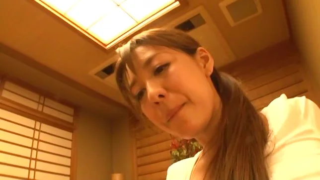 busty housewife Maki Takei spreads thighs for insertion 3