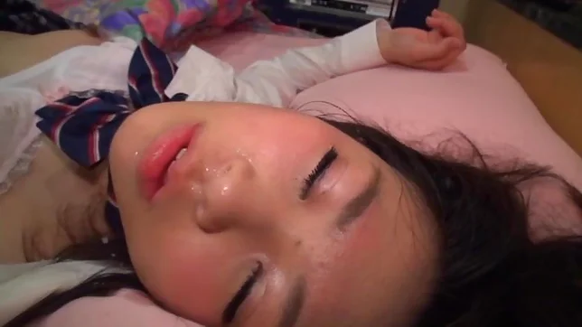 Sweet Asian teen with nice ass performs amazing cock sucking