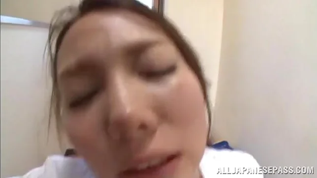 Japanese AV model in nurse uniform gets cum on her face 3