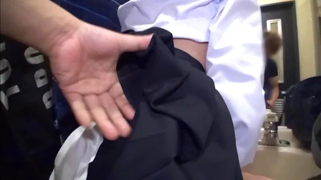 Sex in the toilet for young Japanese in sexy unifrom 3