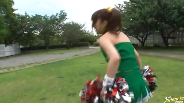 Sexy Japanese teen age cheer leader girl is having fun with sex toys 2