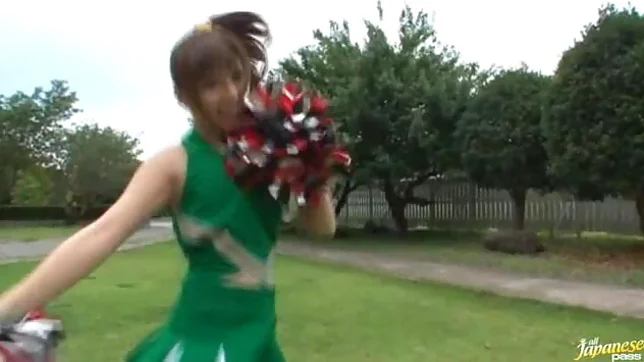 Sexy Japanese teen age cheer leader girl is having fun with sex toys 2