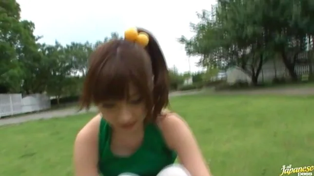 Sexy Japanese teen age cheer leader girl is having fun with sex toys 2