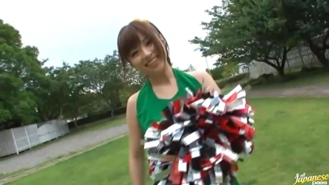 Sexy Japanese teen age cheer leader girl is having fun with sex toys 2
