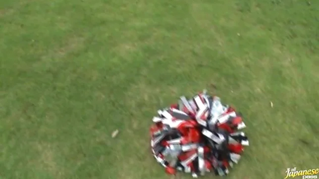 Sexy Japanese teen age cheer leader girl is having fun with sex toys 2