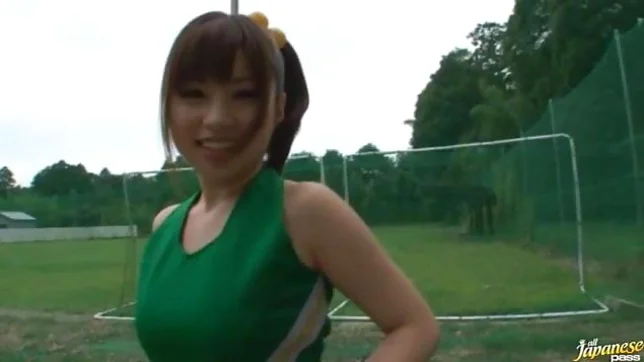 Sexy Japanese teen age cheer leader girl is having fun with sex toys 2