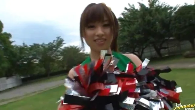Sexy Japanese teen age cheer leader girl is having fun with sex toys 2