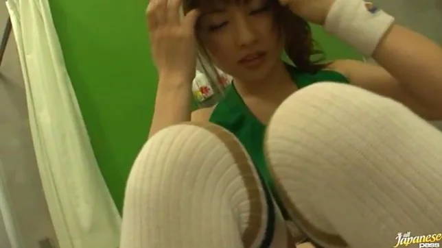 Sexy Japanese teen age cheer leader girl is having fun with sex toys 3