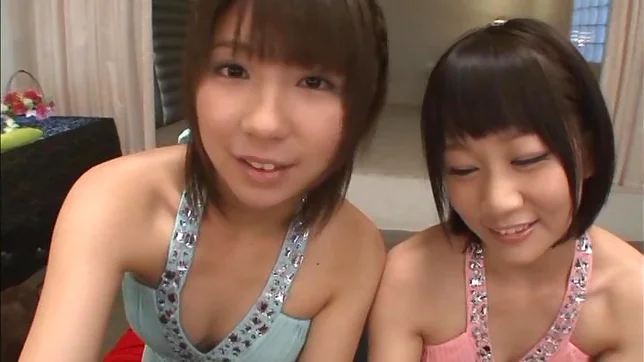 Sexy gals Yuri Shinomiya and Koharu Aoi lick cock on POV 2