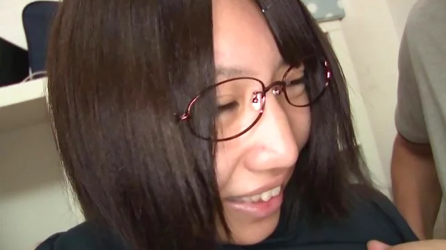 Nanase Otoha sexy Asian teen in glasses gives amateur blowjob 6