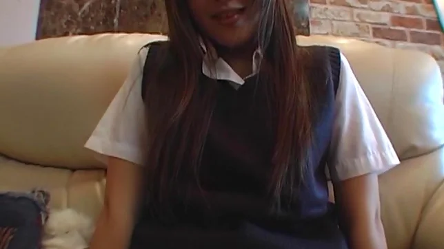 Teen in a school uniform Yumi Hoshino strips and gets fucked 3