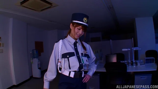 Policewoman Akiho Yoshizawa makes a footjob for a burglar 2