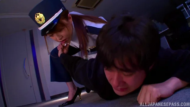 Policewoman Akiho Yoshizawa makes a footjob for a burglar 2