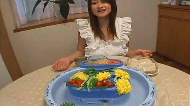 Ayumi Ayukawa Hot Asian model shows her tits in the kitchen 2