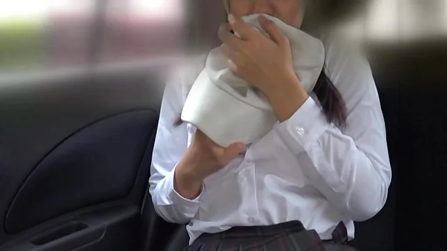 Lovely schoolgirl pleases pussy in steamy car sex 2