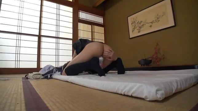 Skinny Japanese schoolgirl Towa Aragaki drills her pussy 4