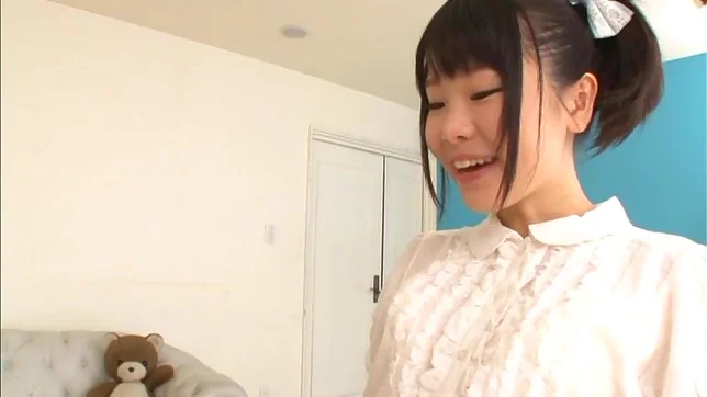 Charming teen Miyu Sakai sucks rod gives a footjob