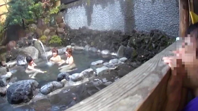 Steamy Japanese female college students seduce a guy in a l