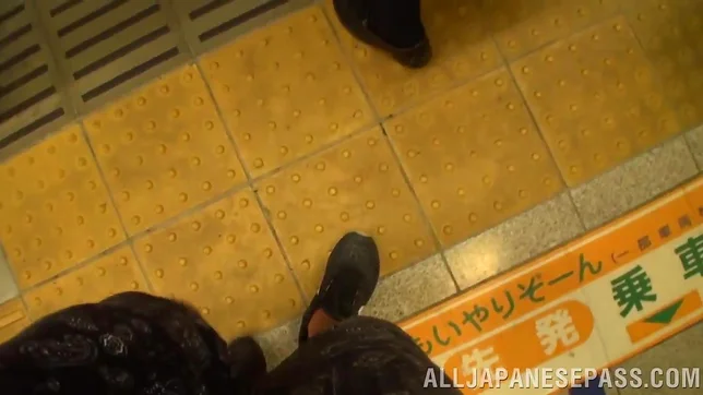 Busty Asian milf in sexy black pantyhose, Mio Kayama gets banged in a public place 4