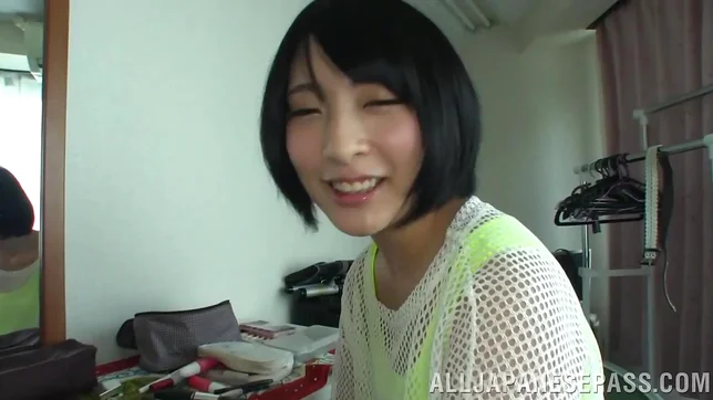 Sexy chick in a short skirt, Miku Abeno boasts of her cock sucking s 5