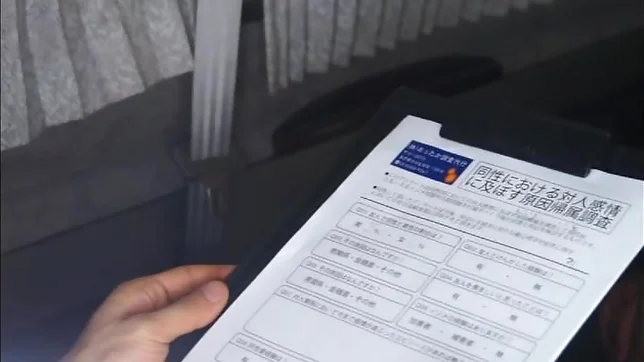 Two delicious Asian babes have threesome sex in a car 3