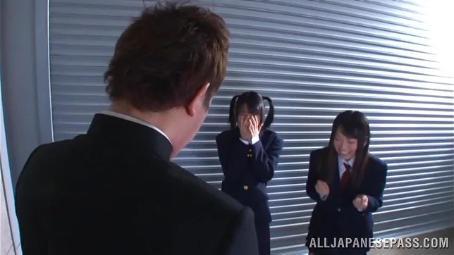 Horny teens are sharing one huge hard dick