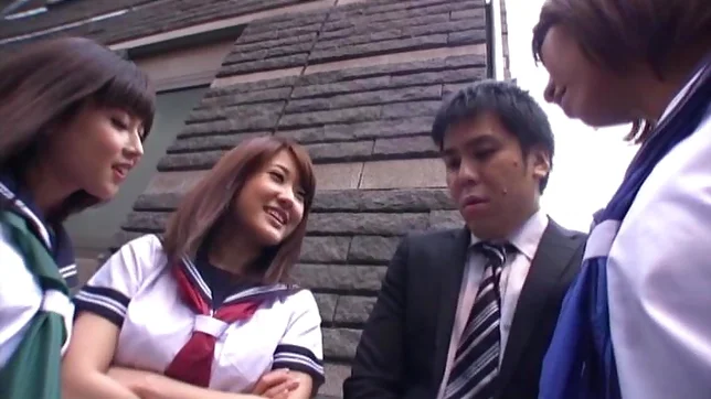 Nasty foursome porn with young Japanese schoolgirls 2