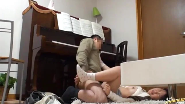 Piano teacher rear fucks his pupil across the piano keys 3