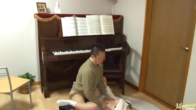 Piano teacher rear fucks his pupil across the piano keys 3
