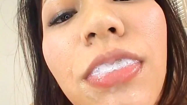 Kaede Asian model sucks cock and swallows jizz 2