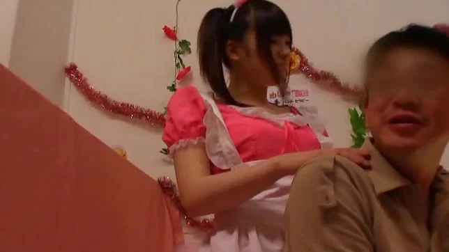 Glorious Japanese AV model is a maid in pink costume gets drilled 2