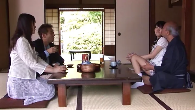 Petite Japanese teen Marin Aono depthroats old guy