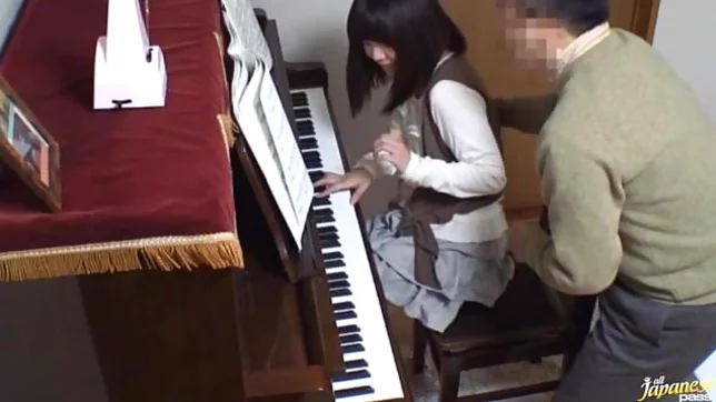 Piano teacher rear fucks his pupil across the piano keys 4