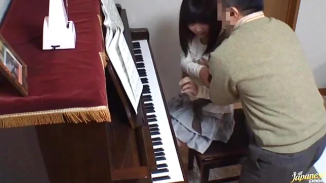 Piano teacher rear fucks his pupil across the piano keys 4