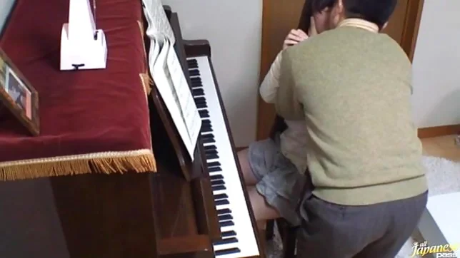 Piano teacher rear fucks his pupil across the piano keys 4