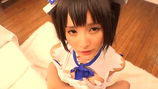 Beautiful babe loves the feeling of a pole between her tits