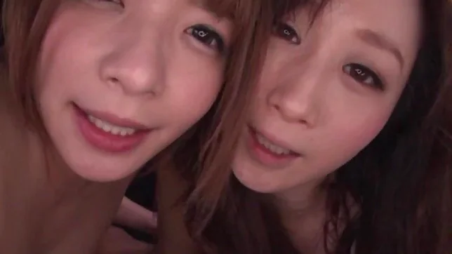 POV cock sucking session with two teens