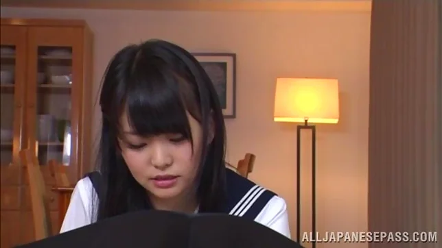 Teen schoolgirl Kui Tachibana focuses while vibrated 3