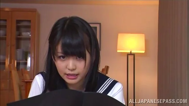 Teen schoolgirl Kui Tachibana focuses while vibrated 3