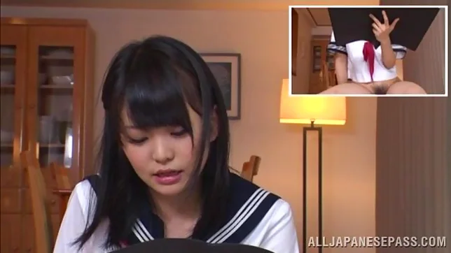 Teen schoolgirl Kui Tachibana focuses while vibrated 3