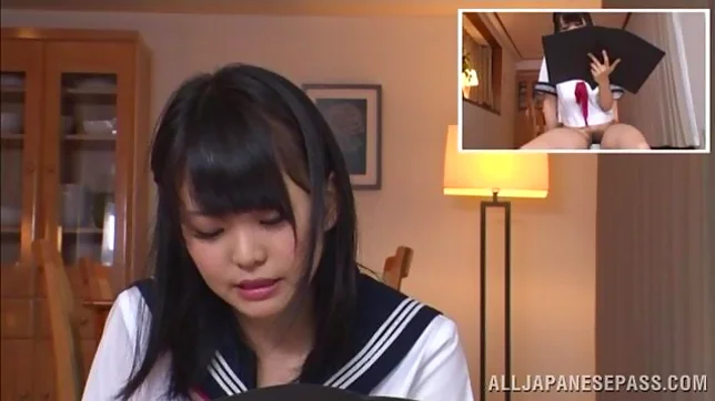 Teen schoolgirl Kui Tachibana focuses while vibrated 3