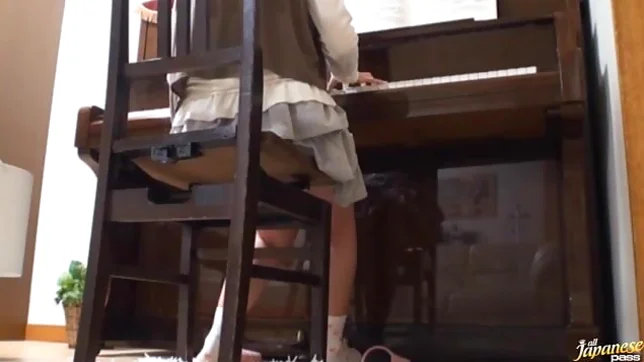 Piano teacher rear fucks his pupil across the piano keys 5