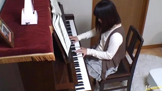 Piano teacher rear fucks his pupil across the piano keys 5