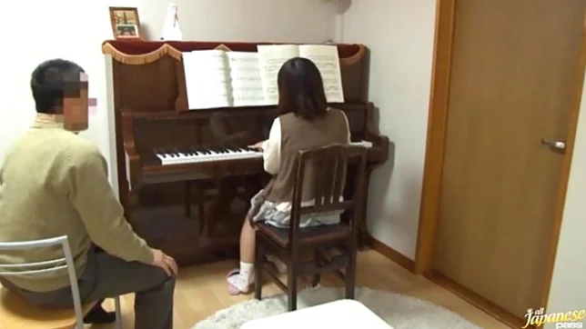 Piano teacher rear fucks his pupil across the piano keys 5