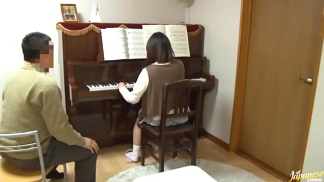 Piano teacher rear fucks his pupil across the piano keys 5