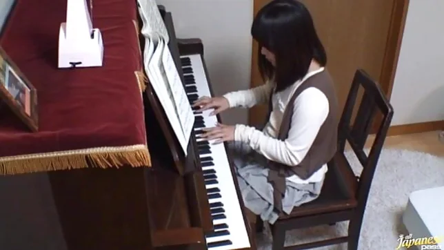 Piano teacher rear fucks his pupil across the piano keys 5