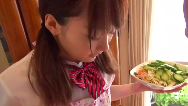 Cute teen gets fucked up her skirt while doing housework 3